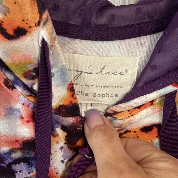Evy’s Tree Sophie Watercolor Zip-front Hoodie, Large - Picture 3 of 5